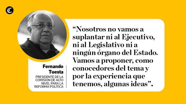 Las frases que dejó Fernando Tuesta en entrevista con El Comercio. (Composición: María Loli Caman / El Comercio)