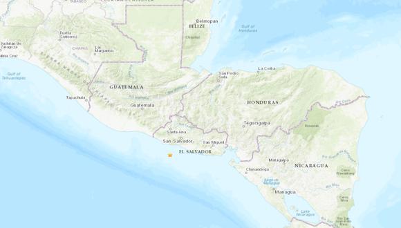 Sismo en El Salvador de magnitud 6,0. (USGS).