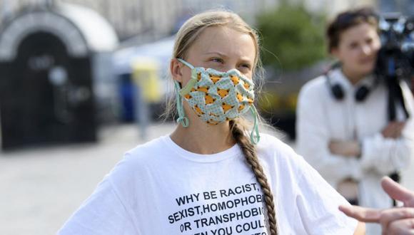 La activista climática sueca Greta Thunberg frente al edificio del parlamento sueco en Estocolmo, Suecia. (Foto: Henrik MONTGOMERY / TT NEWS AGENCY / AFP).