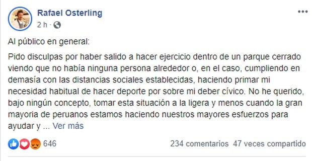 Chef peruano usó su cuenta de Facebook para realizar disculpas públicas. (Foto: Facebook)