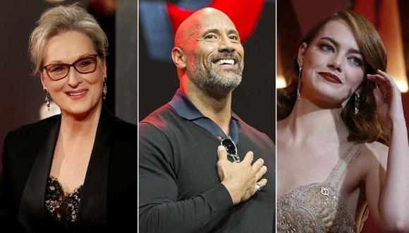 Meryl Streep, Dwayne Johnson y Emma Stone serán de los actores que se vistan de negro en los Globos de Oro en protesta contra abusos en Hollywood. (Fotos: Agencias)