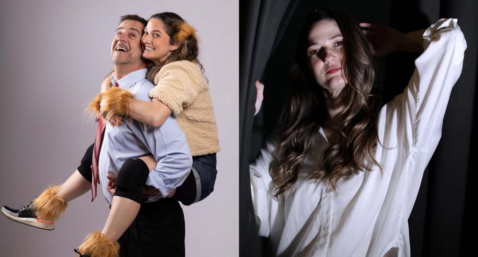 A la izquierda, Carolina Cano y Gustavo Mayer son mascota y amo en "Sylvia". A la derecha, Cano en sesión de fotos para este diario en el Teatro de Lucía.