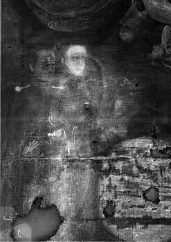 Detalle de los donantes ocultos por una capa de puntura, revelado tras la visión infrarroja.