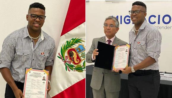 Jhonnier Montaño Jr.  recibió la nacionalidad peruana en una ceremonia realizada en la sede de Migraciones | Imagen: Instagram