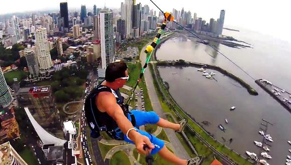 VIDEO: Jóvenes realizan increíble salto desde cable en Panamá