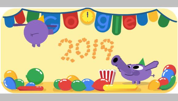 Google celebra el Año Nuevo 2019 con un doodle animado.