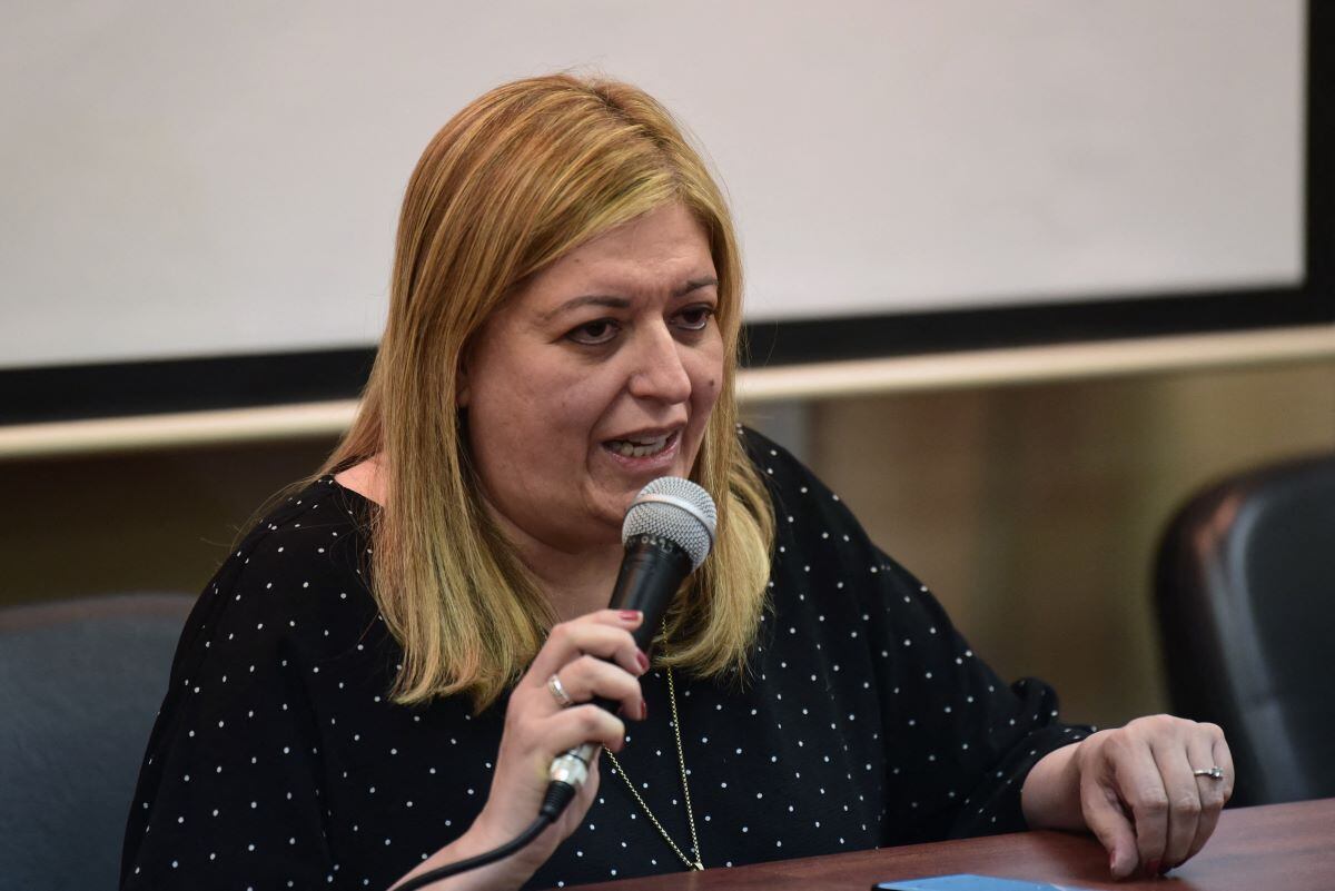 Paraguayan Attorney General Sandra Quiñónez speaks during a press conference in Asuncion on May 10, 2022, about the murder of Paraguayan anti-drug prosecutor Marcelo Pecci in Colombia.  (NORBERTO DUARTE / AFP).