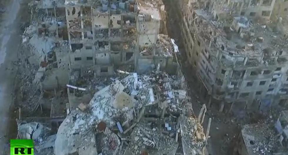 Así luce la ciudad siria de Homs vista desde un dron. (Foto: Captura)