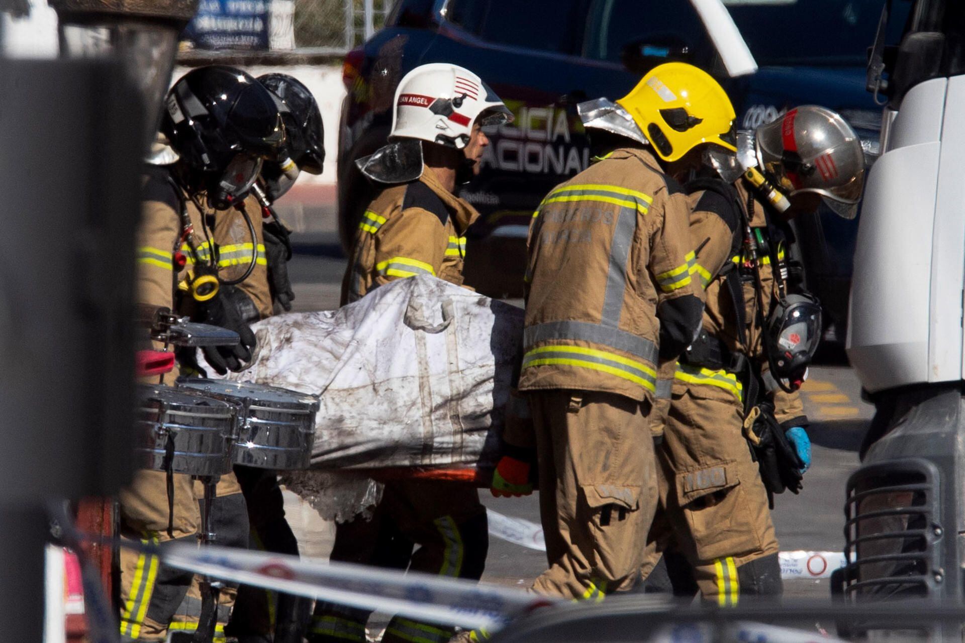 The Spanish National Police confirmed the death of eleven people this Sunday in the fire at the Fonda Milagros entertainment venue, in Murcia, which spread to the Teatre and Golden nightclubs, frequented by the Latino community.  (EFE/ Marcial Guillén).