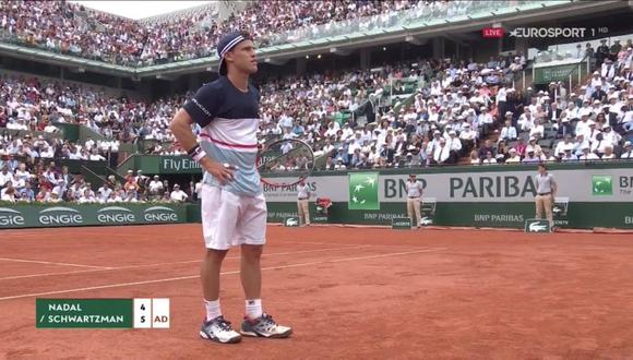 Diego Schwartzman detuvo el partido contra Rafael Nadal por una emergencia en el público. (Foto: captura de YouTube)