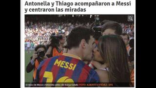 El romántico beso entre Messi y su novia en el Camp Nou