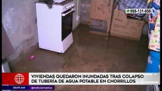 Chorrillos: Sedapal controló aniego de agua potable que afectó varias viviendas