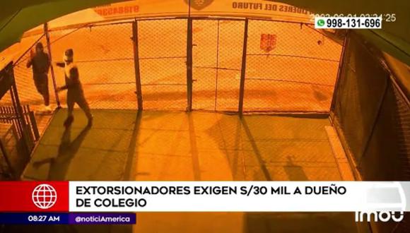 Extorsionadores exigen S/ 30 mil a dueño de colegio en SJL. (Foto: América Noticias)