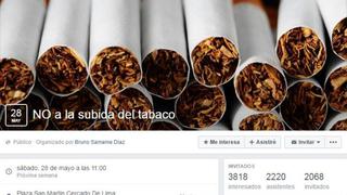 Facebook: convocan marcha contra alza de precio de cigarrillos