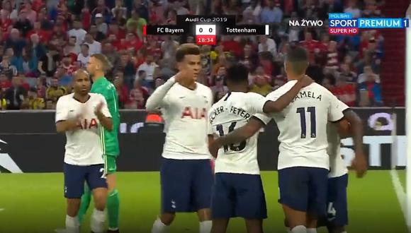 Bayern Múnich vs. Tottenham: el gol con el que Erik Lamela puso el 1-0. (Foto: captura de pantalla / Polsat Sport)