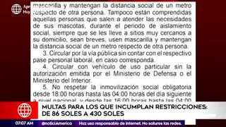 Coronavirus en Perú: Multas de entre 86 y 430 soles para quienes incumplan aislamiento social