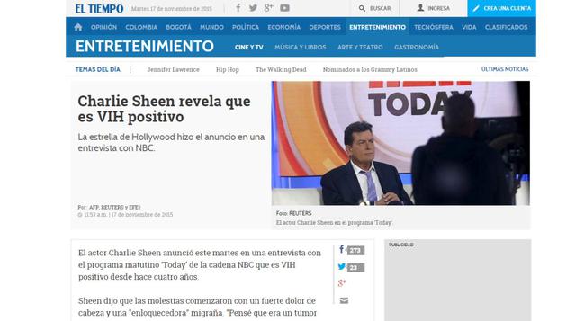 Charlie Sheen en la prensa mundial tras anunciar que tiene VIH - 6