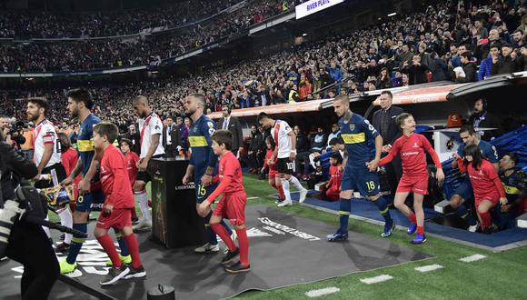 River vs. Boca se enfrentan por la final de la Copa Libertadores 2018 en el Santiago Bernabéu. (Foto: AFP).