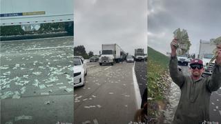 EE.UU.: camión de caudales sufre desperfecto y libera por accidente miles de dólares en la carretera [VIDEO]