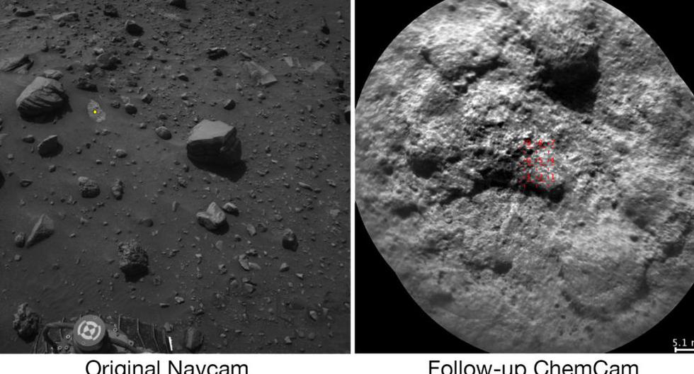 El Curiosity selecciona algunos objetivos en Marte. (Foto:  NASA/JPL-Caltech/LANL/CNES/IRAP/LPGNantes/CNRS/IAS)