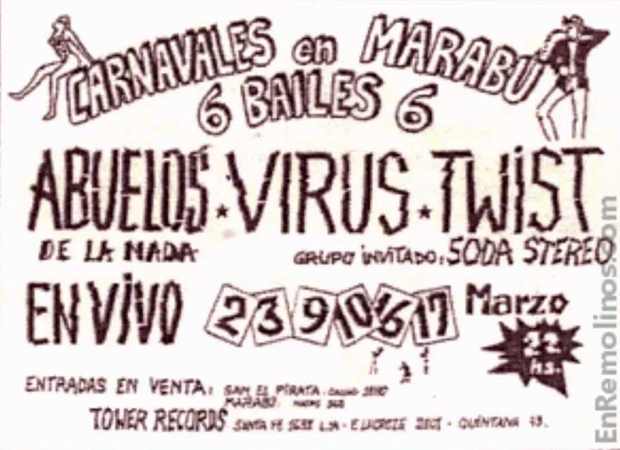 Afiche de las presentaciones de Soda Stereo en el Marabú.