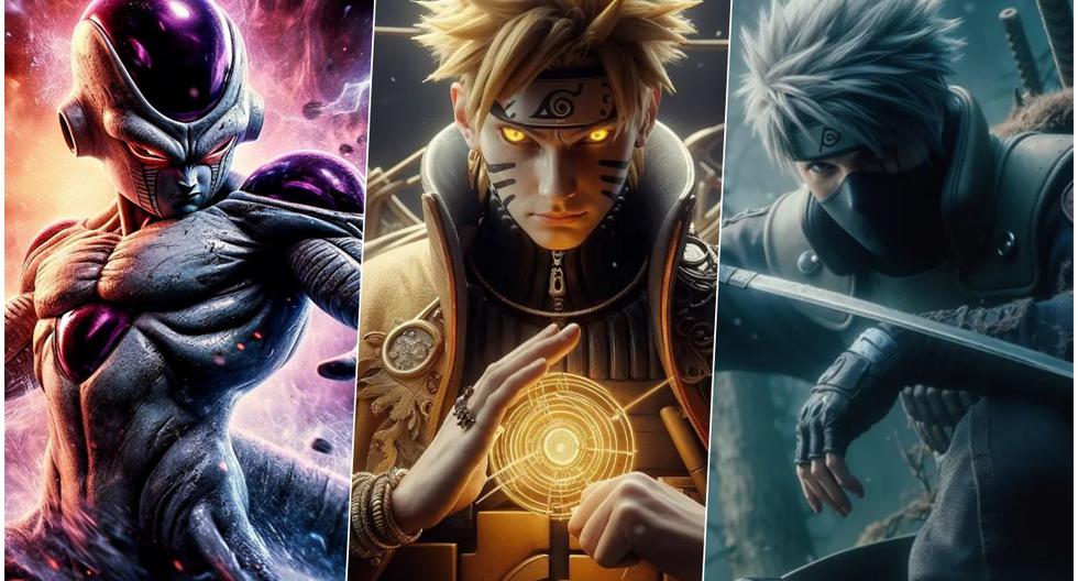 Impressive AI anime character portraits of Seiya, Naruto, Vegeta, and others