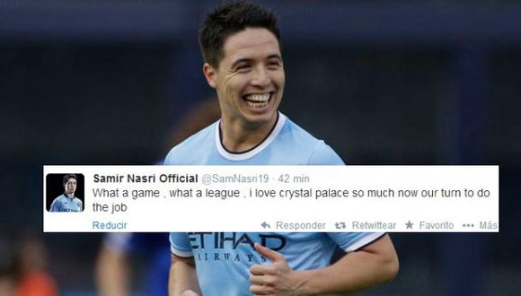 Samir Nasri se alegró del empate del Liverpool vía Twitter