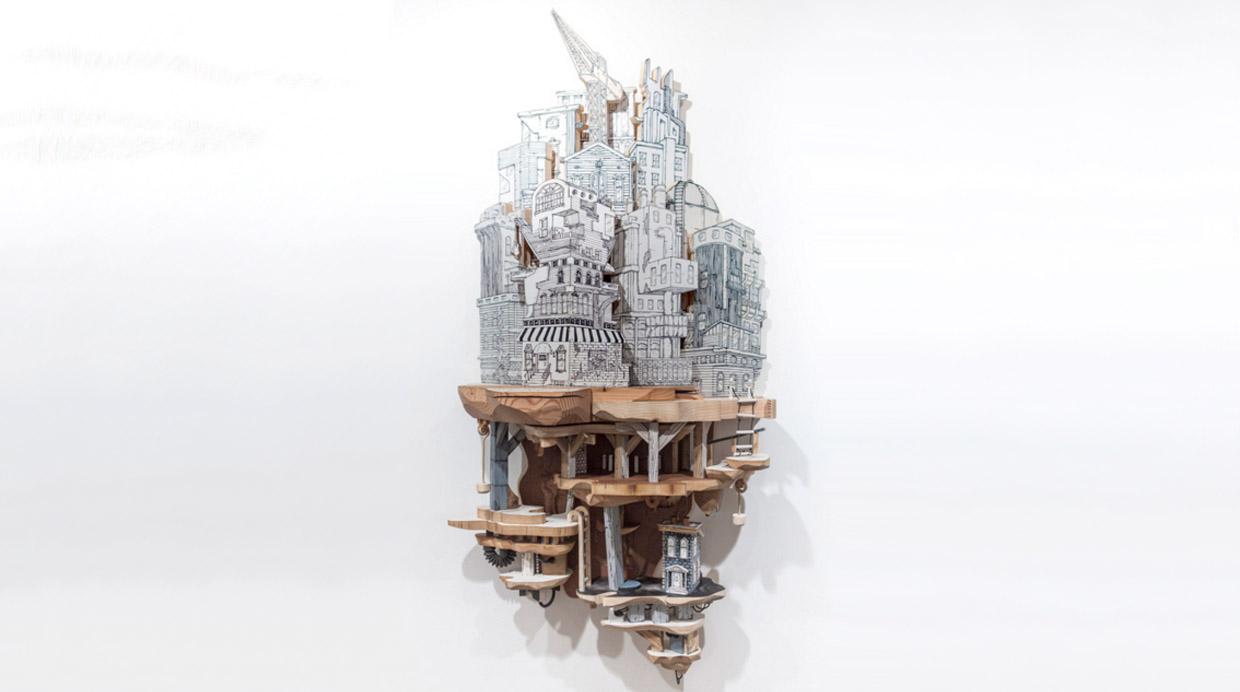Madera y dibujo se unen en estas ciudades distópicas - 4