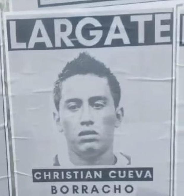 El afiche colocado fuera de Matute contra Christian Cueva | Foto: Redes sociales / Captura de imagen