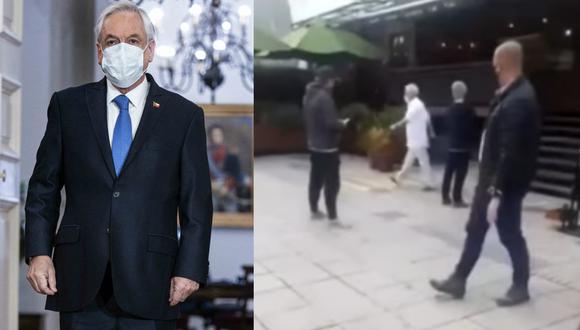 Medios chilenos informaron de la visita del presidente Sebastián Piñera a una vinoteca en plena cuarentena por coronavirus en Santiago de Chile. (Foto: AFP/ SEBASTIAN RODRIGUEZ - Captura/YouTube).