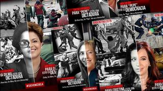 Venezuela: afiches contra Fernández, Rousseff y Bachelet
