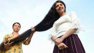Nilanshi Patel, la adolescente a quien muchos han apodado “Rapunzel” por su larga cabellera