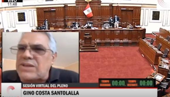 Gino Costa del Partido Morado estaba hablando cuando se filtró una frase en el pleno. Foto: Captura de video