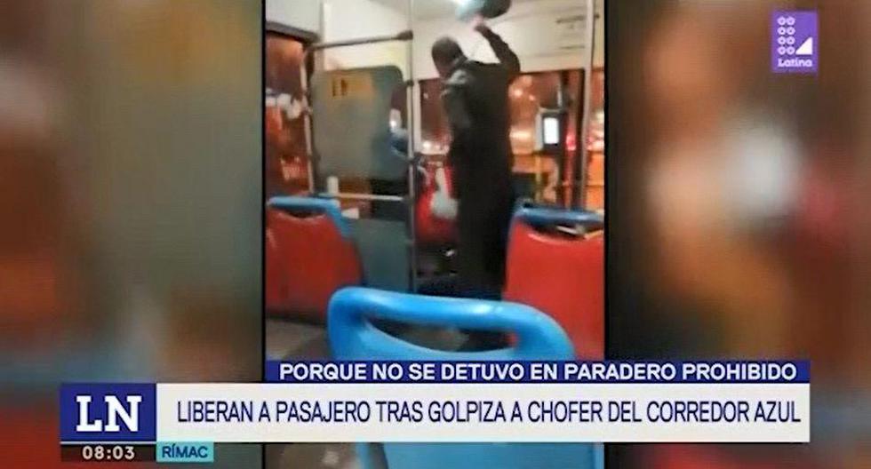 Agresión al conductor del bus del corredor azul ocurrió a la altura de la avenida Alcázar, en el Rímac. (Captura: Latina)