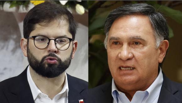 El presidente de Chile, Gabriel Boric (izquierda) y el diputado Miguel Mellado Suazo (derecha). (Foto: AFP)