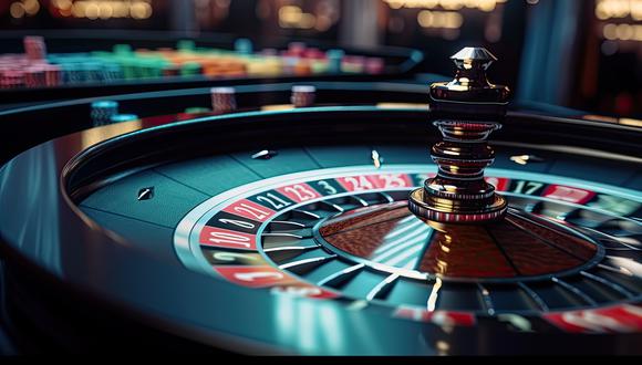 Casino roulette wheel. Close up.