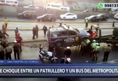 San Martín de Porres: choque entre patrullero y bus del Metropolitano dejó 2 heridos | VIDEO