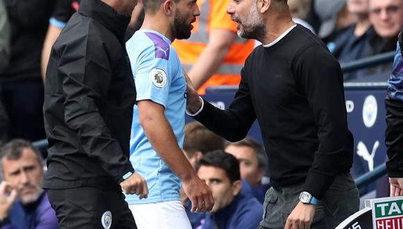 Pep Guardiola y Sergio Agüero vivieron tenso momento en el empate 2-2 entre Manchester City y Tottenham. Al final, se reconciliaron. (Foto: Reuters)