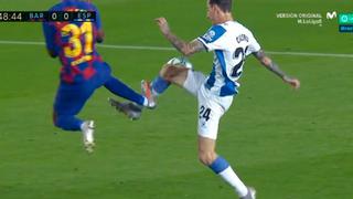 Duró solo 5 minutos en el campo: Ansu Fati vio la tarjeta roja tras imprudente entrada ante el Espanyol | VIDEO