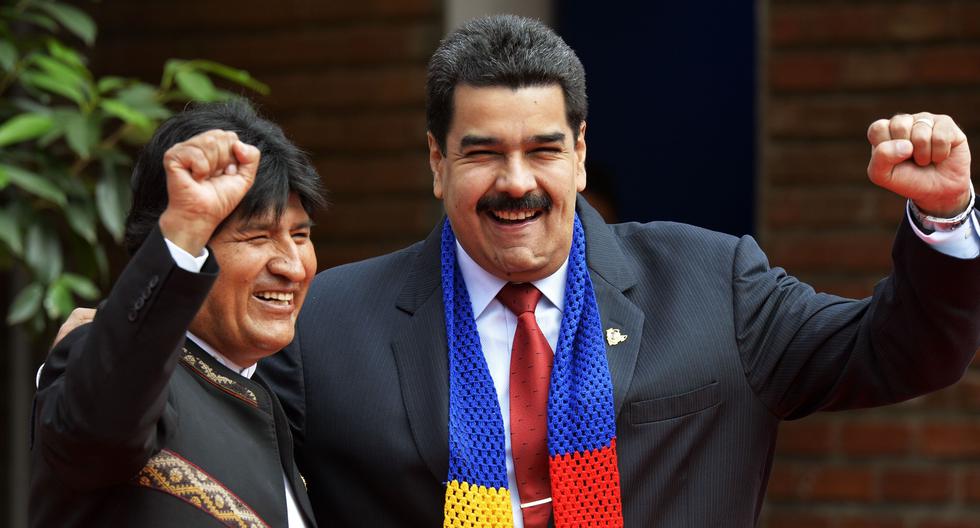 Evo Morales junto a Nicolás Maduro en una imagen del 15 de junio del 2014. (AFP PHOTO/CRIS BOURONCLE).
