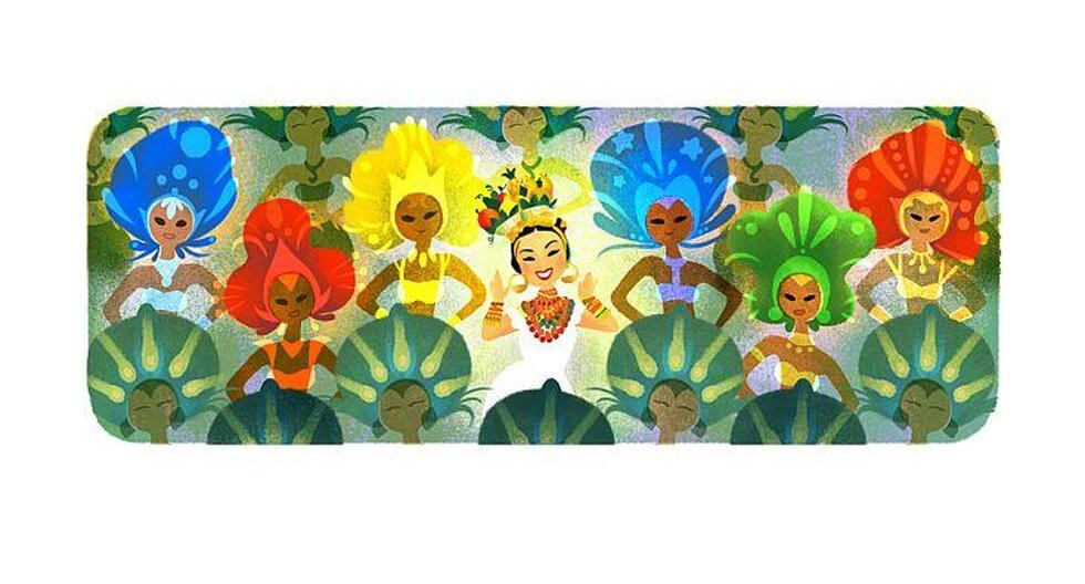 Carmen Miranda, la cantante de samba más famosa del mundo, es celebrada en Google por su 108 aniversario. Mira su colorido Doodle. (Foto: Captura)