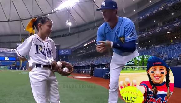 Una niña de 8 años que lucha contra el cáncer por segunda vez conmovió a los espectadores de un juego de béisbol, en Estados Unidos. (Foto: MLB / YouTube | gofundme).
