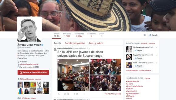 Twitter: hackean cuenta del expresidente de Colombia