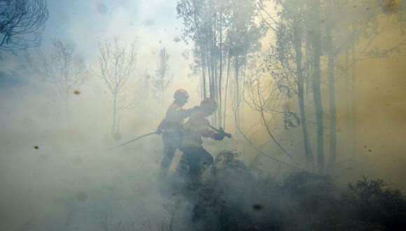 Según la Policía, el fuego fue provocado por un rayo en el pueblo de Escalos Fundeiros. La Fiscalía sostiene que el fuego pudo ser extinguido en el mismo punto. (Foto: AFP)