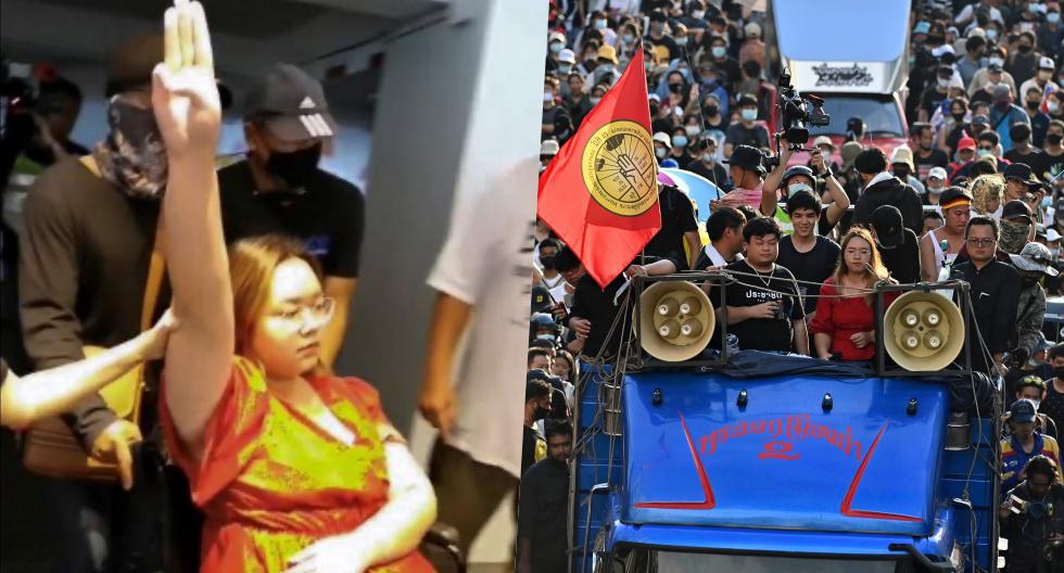 Miles de estudiantes desafiaron hoy el estado de emergencia severo que impusieron de madrugada las autoridades de Tailandia tras el encontronazo la víspera entre algunos manifestantes y el convoy real en el que viajaba la reina Suthida. (Foto: AFP)