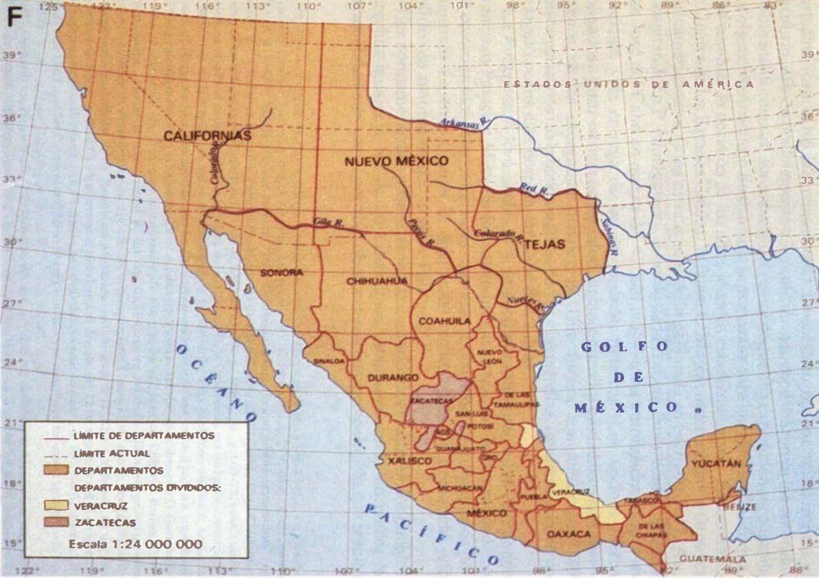 México poseía casi cuatro millones de kilómetros cuadrados, entre provincias y territorios, tras su independencia en 1821. (UNAM).