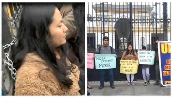 Epifania Yolanda Alberca Meza se encadenó para pedir celeridad en operación de su madre en hospital Dos de Mayo. (Video: Captura RPP Noticias)