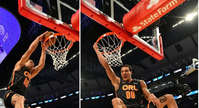 Aaron Gordon logró una exhibición casi perfecta durante el Concurso de Clavadas del All Star NBA; sin embargo sus grandes volcadas no fueron suficientes. (Foto: AP)