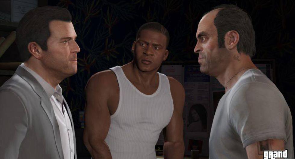 Michael De Santa, Franklin Clinton y Trevor Philips, los protagonistas de 'GTA V'. (Imagen: rockstargames.com)