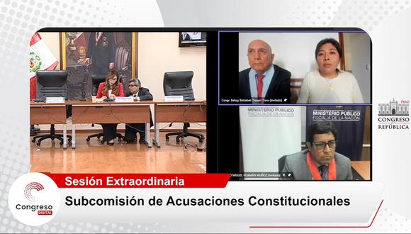 Betssy Chávez se presentó ante la Subcomisión de Acusaciones Constitucionales para declarar sobre el golpe de Estado de Pedro Castillo. (Foto: Canal del Congreso)
